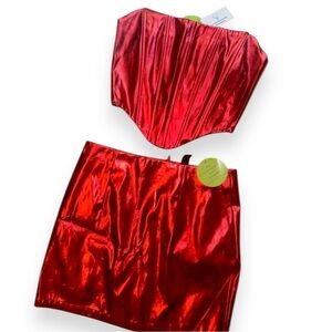 Metallic Red Two piece Set
